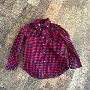Ralph Lauren Kids Red Plaid Button Down Polo Top